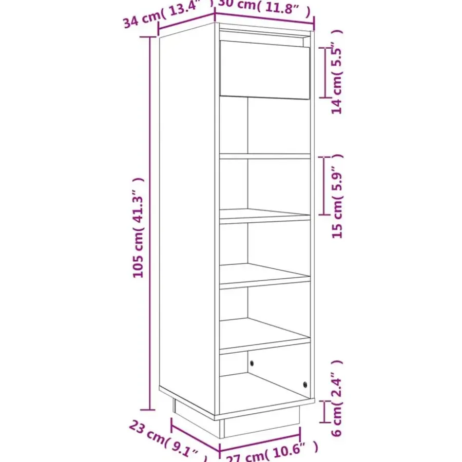 vidaXL - Schoenenkast - Zwart - Grenenhout