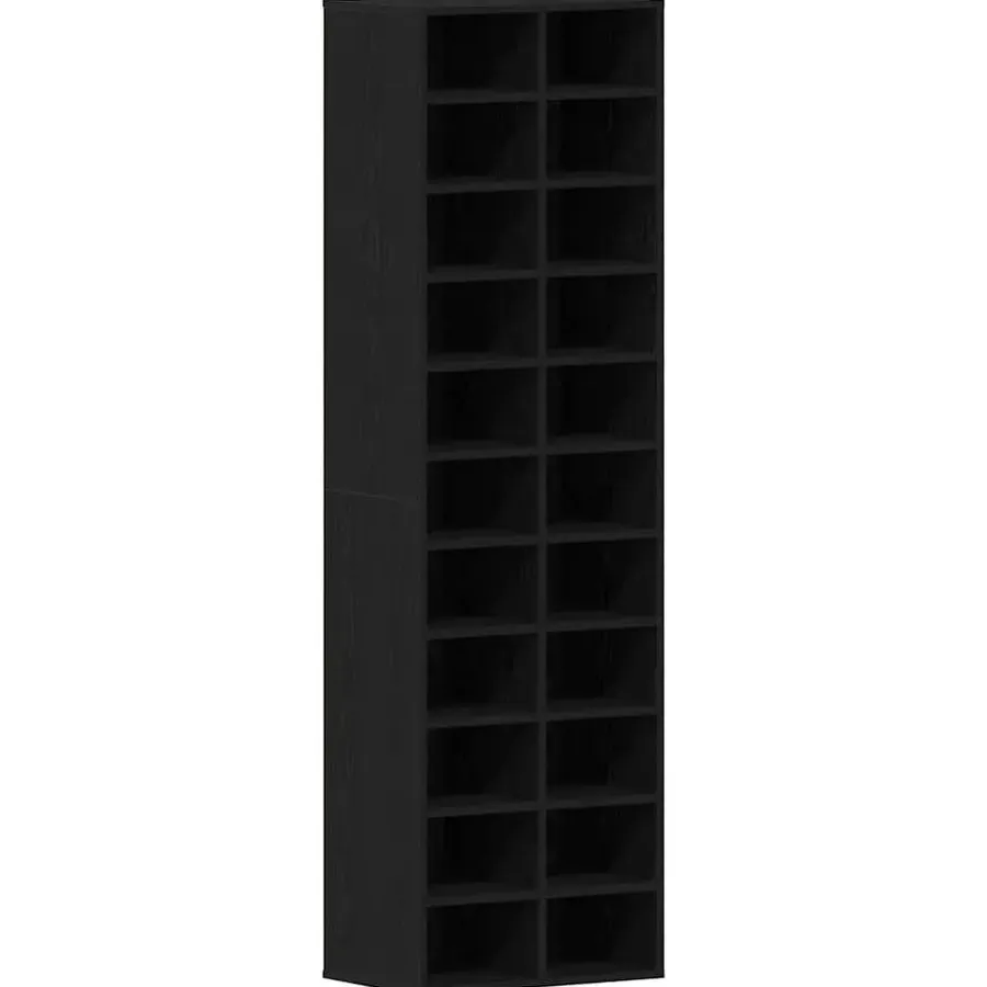 vidaXL - Schoenenkast - Zwart eiken - Bewerkt hout - 22 paar - 54x34x183 cm