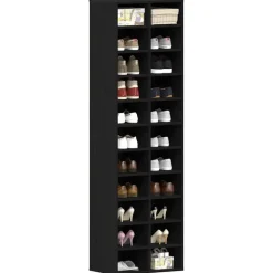 vidaXL - Schoenenkast - Zwart eiken - Bewerkt hout - 22 paar - 54x34x183 cm