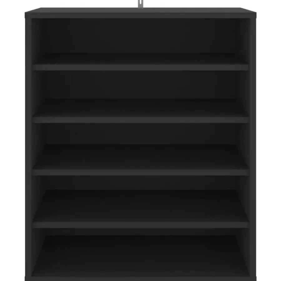 Schoenenkasten-vidaXL - Schoenenkast - Zwart - Bewerkt hout - 60 x 35 x 70 cm