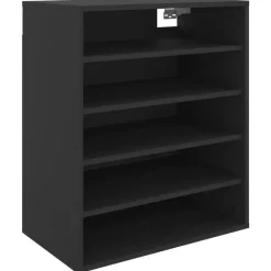 Schoenenkasten-vidaXL - Schoenenkast - Zwart - Bewerkt hout - 60 x 35 x 70 cm