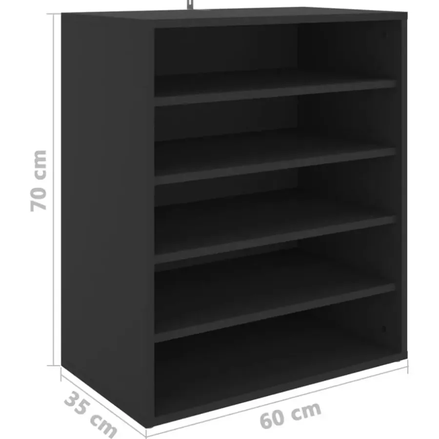 Schoenenkasten-vidaXL - Schoenenkast - Zwart - Bewerkt hout - 60 x 35 x 70 cm