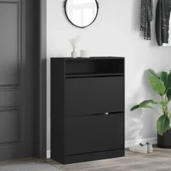 vidaXL - Schoenenkast - Zwart - Bewerkt hout