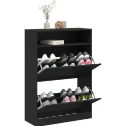 vidaXL - Schoenenkast - Zwart - Bewerkt hout