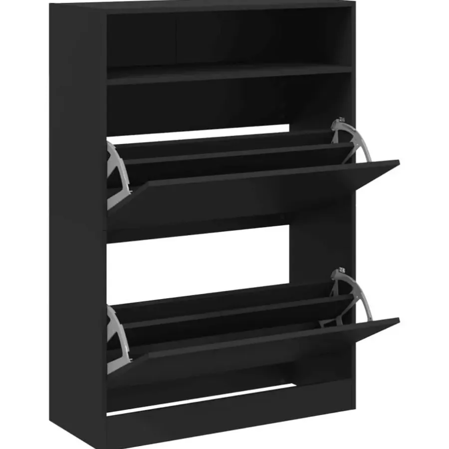 vidaXL - Schoenenkast - Zwart - Bewerkt hout