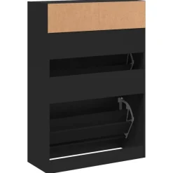 vidaXL - Schoenenkast - Zwart - Bewerkt hout