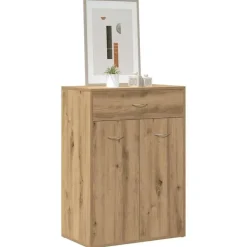vidaXL - Schoenenkast met 1 lade 2 deuren - Artisan eiken - Hout - 60x35x84 cm
