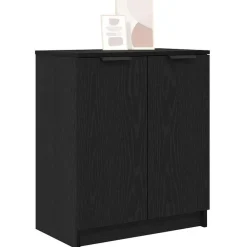 Schoenenkasten-vidaXL - Schoenenkast met 2 deuren - Zwart eiken - Bewerkt hout - 59x35x70 cm