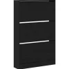 Schoenenkasten-vidaXL - Schoenenkast met 3 kleppen 9 paar - Zwart eiken - 80x21x125,5 cm