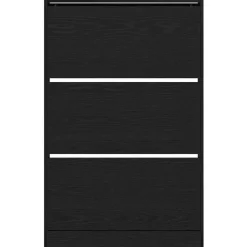 Schoenenkasten-vidaXL - Schoenenkast met 3 kleppen 9 paar - Zwart eiken - 80x21x125,5 cm