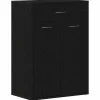 Schoenenkasten-vidaXL - Schoenenkast met 1 lade en 2 deuren - Zwart eiken - Hout - 60x35x84 cm