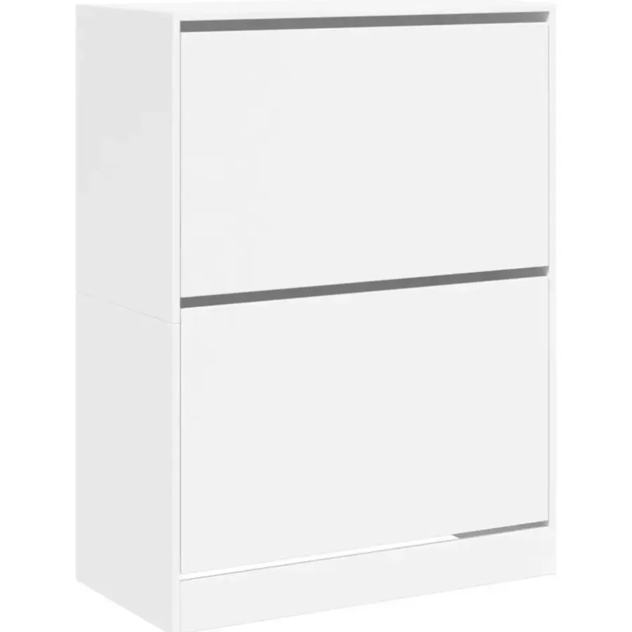 Schoenenkasten-vidaXL - Schoenenkast met 2 kleppen 18 paar - Wit - Bewerkt hout - 80x42x108 cm