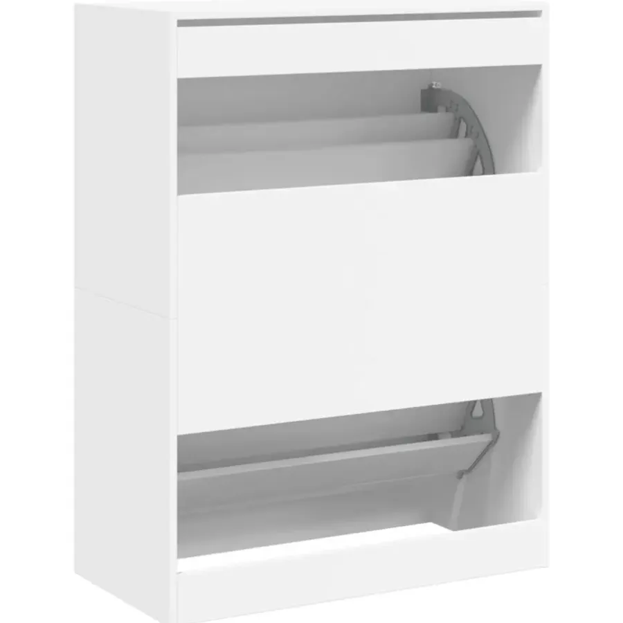 Schoenenkasten-vidaXL - Schoenenkast met 2 kleppen 18 paar - Wit - Bewerkt hout - 80x42x108 cm