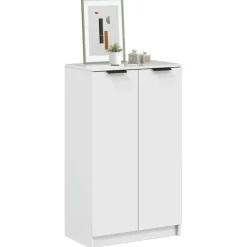 vidaXL - Schoenenkast met 2 deuren - Hoogglans wit - Hout - 59x35x100.5 cm