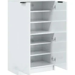 vidaXL - Schoenenkast met 2 deuren - Hoogglans wit - Hout - 59x35x100.5 cm