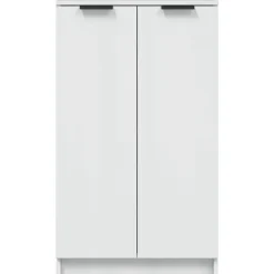 vidaXL - Schoenenkast met 2 deuren - Hoogglans wit - Hout - 59x35x100.5 cm