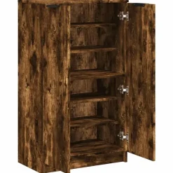 Schoenenkasten-vidaXL - Schoenenkast met 2 deuren - Gerookt eiken - Hout - 59x35x100 cm