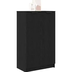 vidaXL - Schoenenkast met 2 deuren - Zwart eiken - Bewerkt hout - 59x35x100 cm