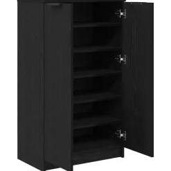 vidaXL - Schoenenkast met 2 deuren - Zwart eiken - Bewerkt hout - 59x35x100 cm