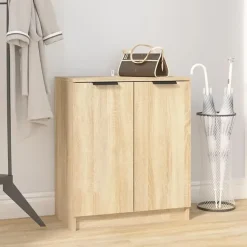 vidaXL - Schoenenkast met 2 deuren - Sonoma eiken - Bewerkt hout - 59x35x70 cm