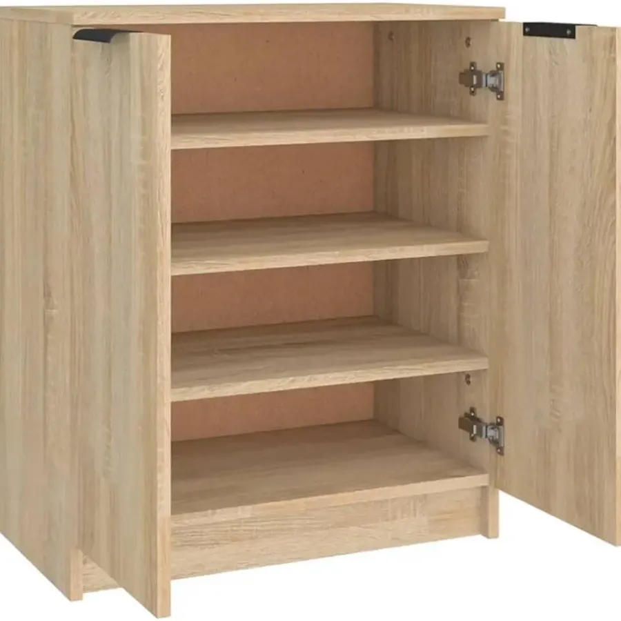 vidaXL - Schoenenkast met 2 deuren - Sonoma eiken - Bewerkt hout - 59x35x70 cm