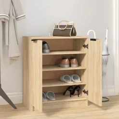 vidaXL - Schoenenkast met 2 deuren - Sonoma eiken - Bewerkt hout - 59x35x70 cm