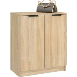 vidaXL - Schoenenkast met 2 deuren - Sonoma eiken - Bewerkt hout - 59x35x70 cm