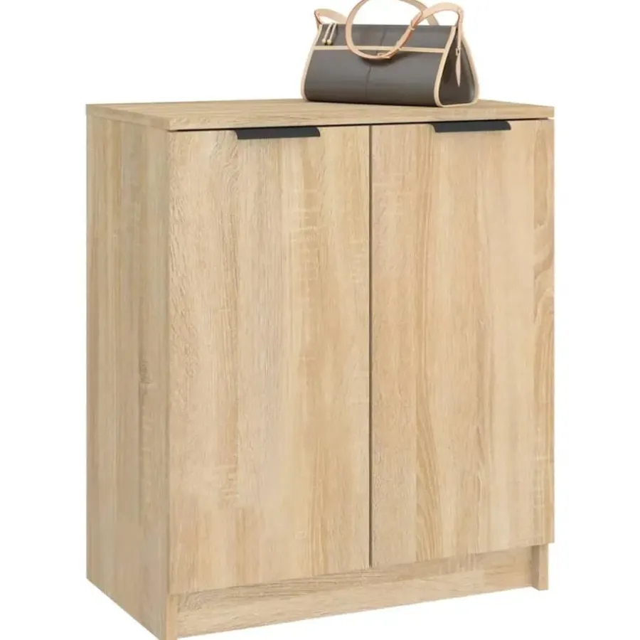 vidaXL - Schoenenkast met 2 deuren - Sonoma eiken - Bewerkt hout - 59x35x70 cm