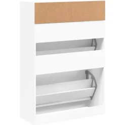 vidaXL - Schoenenkast met opbergvak en 2 kleppen 12 paar - Wit - 80x34x116 cm
