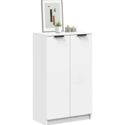 vidaXL - Schoenenkast met 2 deuren - Wit - Bewerkt hout - 59x35x100.5 cm