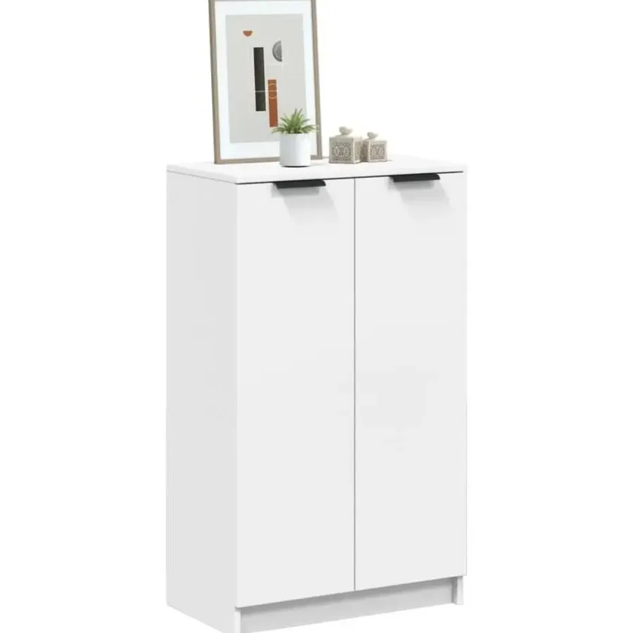 vidaXL - Schoenenkast met 2 deuren - Wit - Bewerkt hout - 59x35x100.5 cm