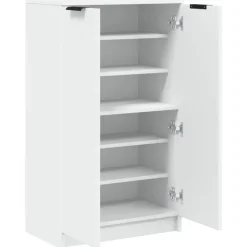 vidaXL - Schoenenkast met 2 deuren - Wit - Bewerkt hout - 59x35x100.5 cm