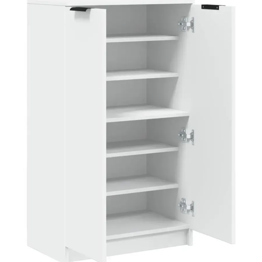 vidaXL - Schoenenkast met 2 deuren - Wit - Bewerkt hout - 59x35x100.5 cm