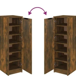 vidaXL - Schoenenkast met 1 deur - Gerookt eiken - Bewerkt hout - 30x35x100 cm