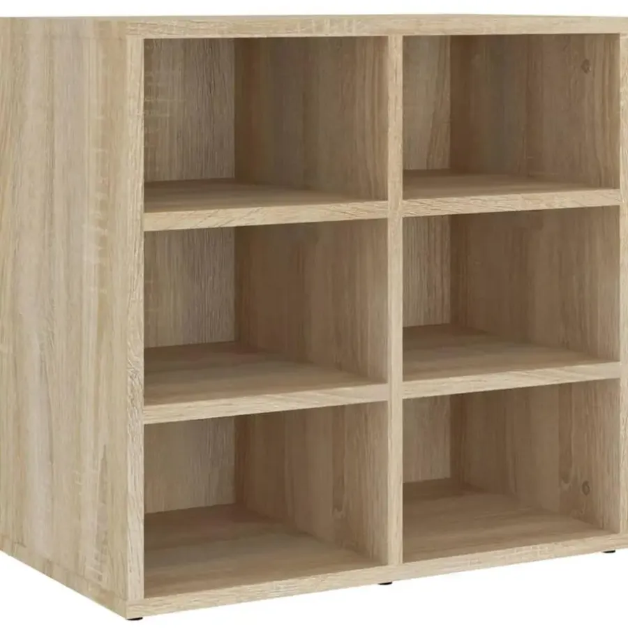 Schoenenkasten-vidaXL - Schoenenkast met 6 vakken - Sonoma eiken - Bewerkt hout - 52.5x30x50 cm