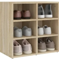 Schoenenkasten-vidaXL - Schoenenkast met 6 vakken - Sonoma eiken - Bewerkt hout - 52.5x30x50 cm