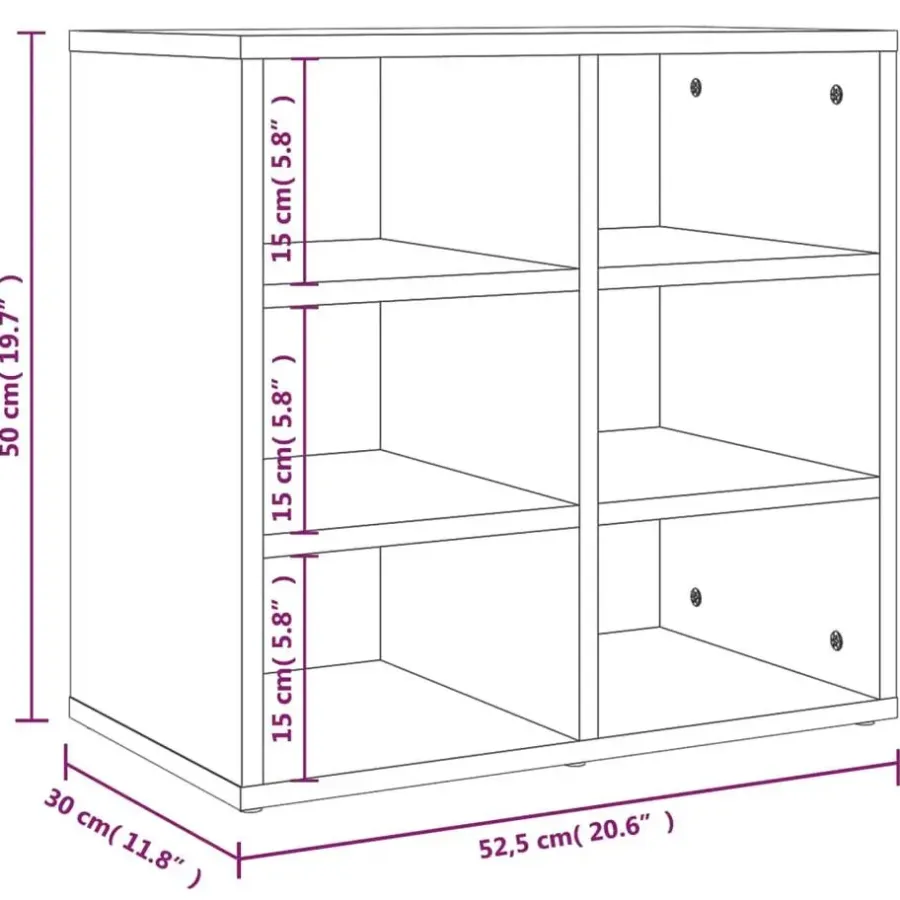 Schoenenkasten-vidaXL - Schoenenkast met 6 vakken - Sonoma eiken - Bewerkt hout - 52.5x30x50 cm