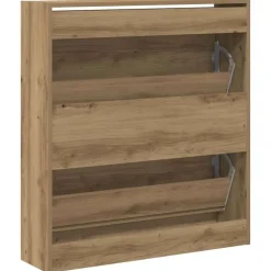 Schoenenkasten-vidaXL - Schoenenkast voor entree 4 paar - Gerookt eiken - 80x21x87,5 cm