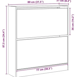Schoenenkasten-vidaXL - Schoenenkast voor entree 4 paar - Oud hout - 80x21x87,5 cm