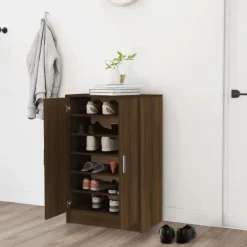 Schoenenkasten-vidaXL - Schoenenrek - Bruin - Bewerkt hout - 60 x 35 x 92 cm