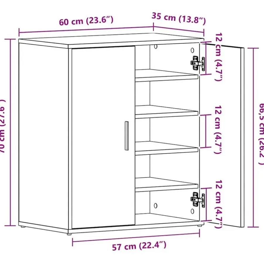 vidaXL - Schoenenrek - Bruin - Bewerkt hout - 60 x 35 x 70 cm