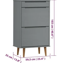 Schoenenkasten-vidaXL - Schoenenrek - Grijs - Grenenhout