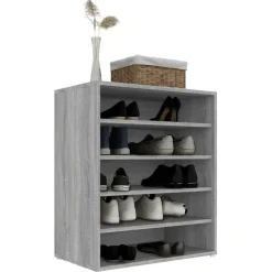 Kledingopbergers-vidaXL - Schoenenrek - Grijs - Bewerkt hout - 60 x 35 x 70 cm
