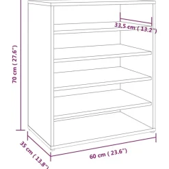 Kledingopbergers-vidaXL - Schoenenrek - Grijs - Bewerkt hout - 60 x 35 x 70 cm