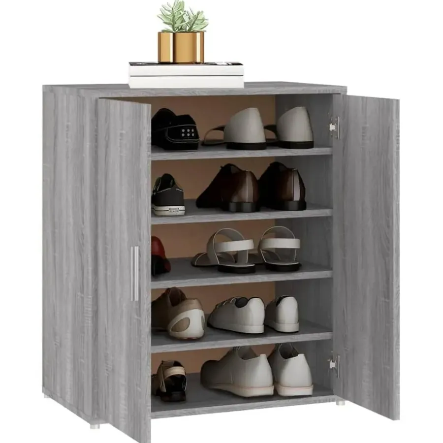 vidaXL - Schoenenrek - Grijs - Bewerkt hout - 60 x 35 x 70 cm