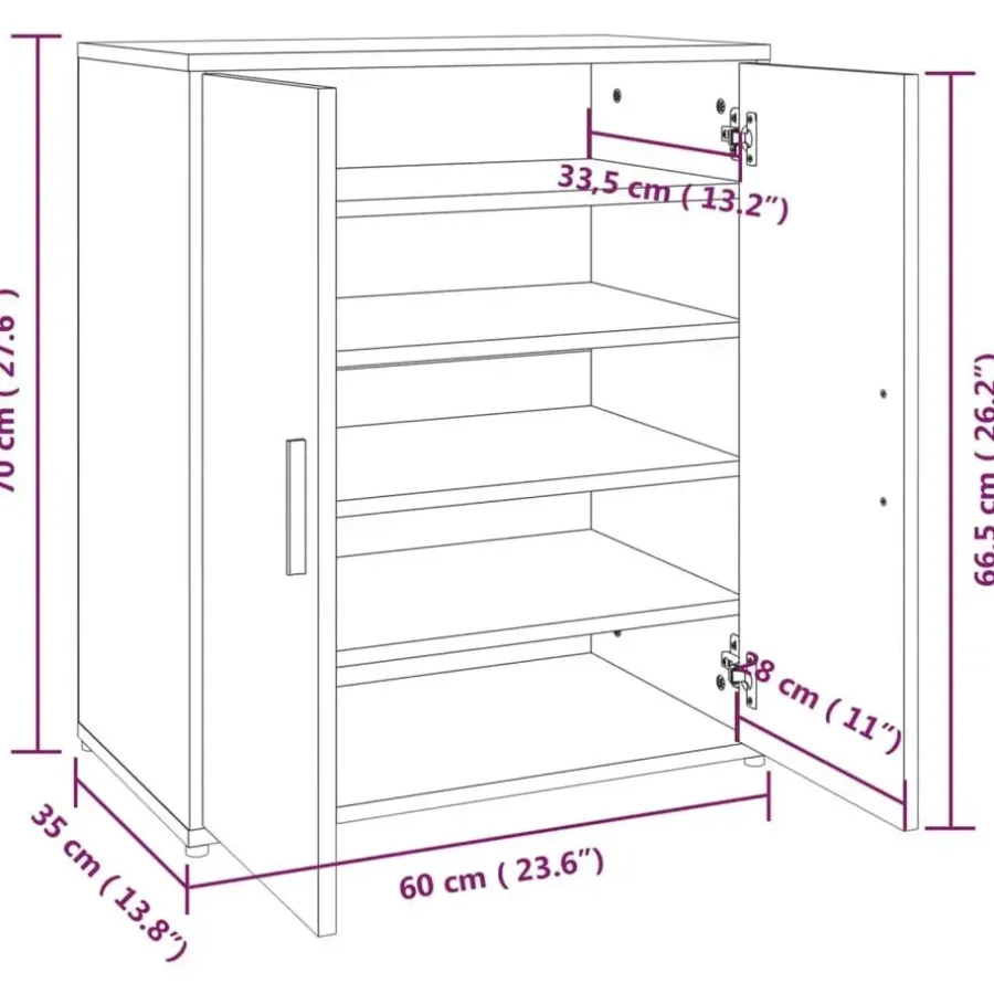 vidaXL - Schoenenrek - Grijs - Bewerkt hout - 60 x 35 x 70 cm