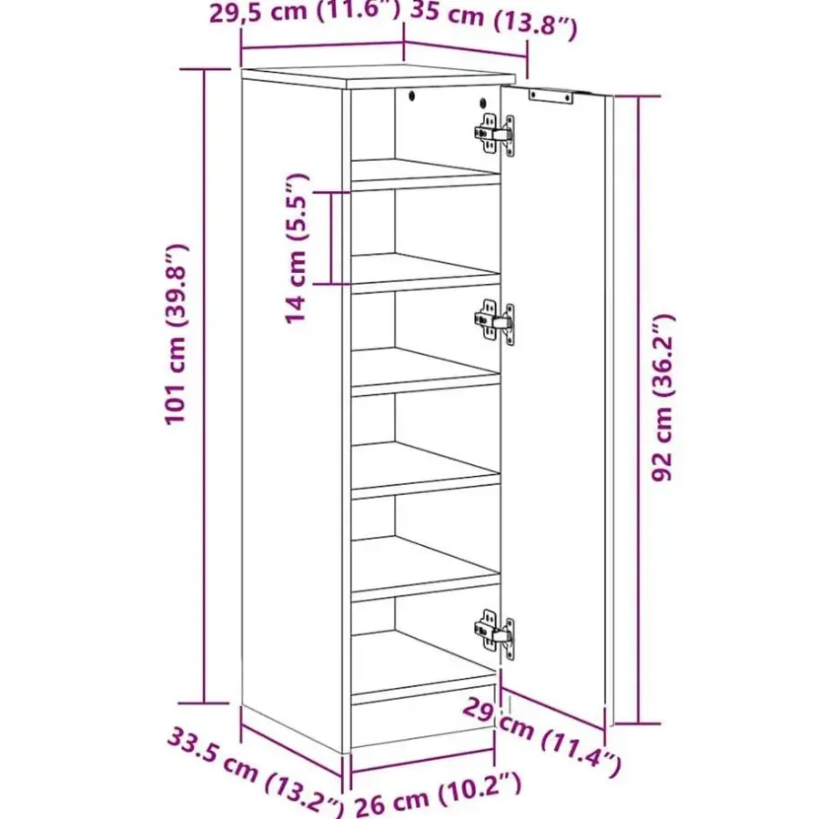 vidaXL - Schoenenrek - Grijs - Bewerkt hout