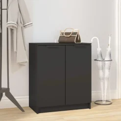 Schoenenkasten-vidaXL - Schoenenrek - Zwart - Bewerkt hout
