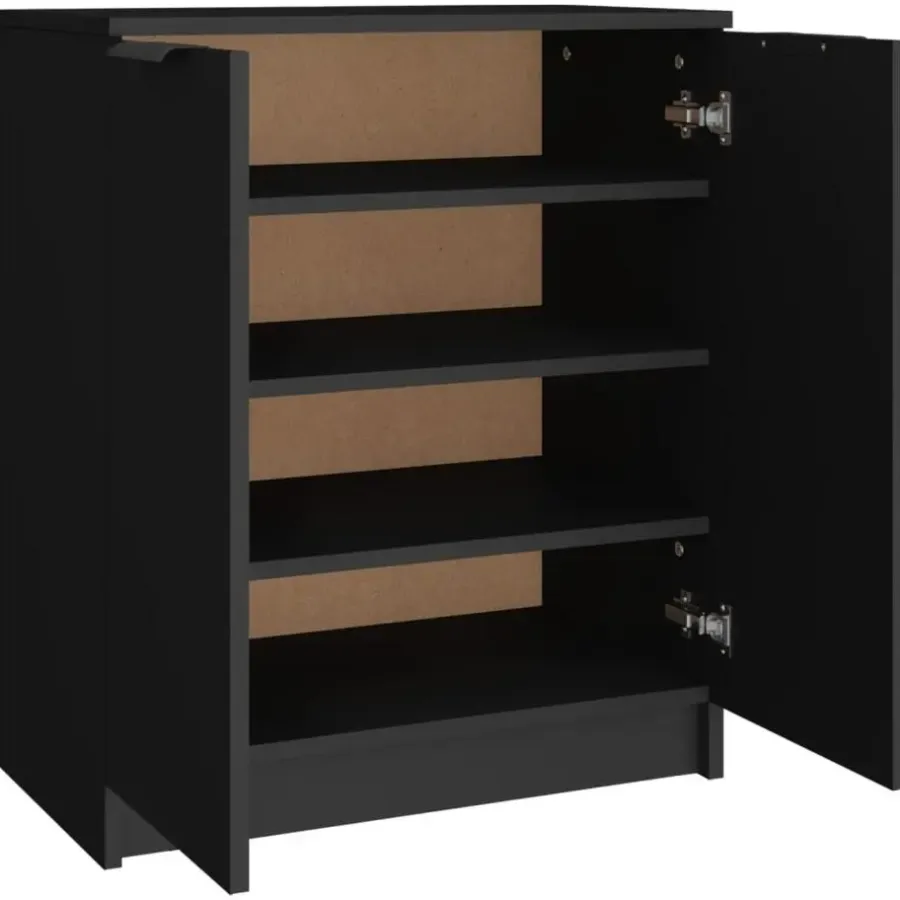 Schoenenkasten-vidaXL - Schoenenrek - Zwart - Bewerkt hout