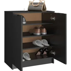 Schoenenkasten-vidaXL - Schoenenrek - Zwart - Bewerkt hout